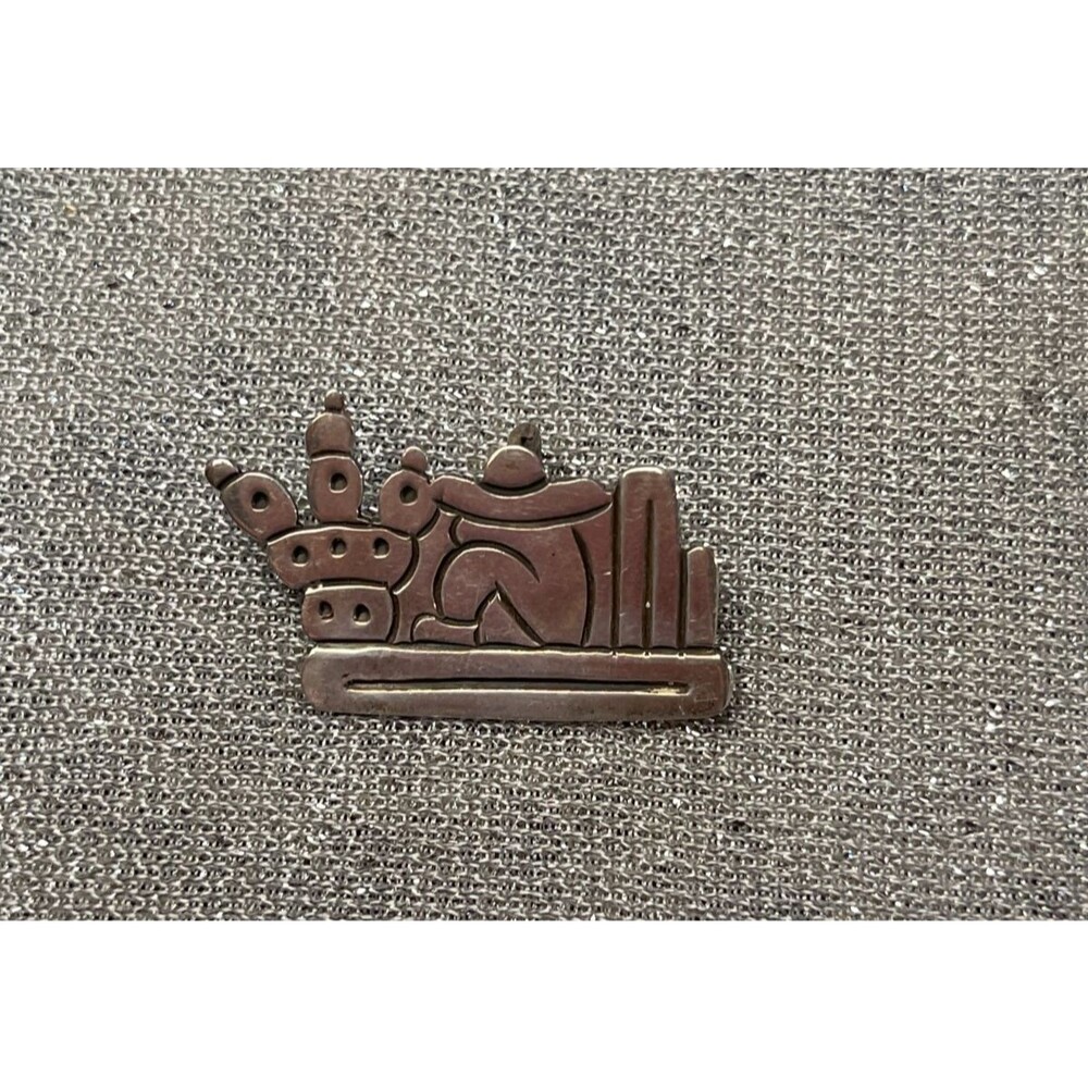 Vintage 50s Mexico Silver Souvenir Pin 1950s Retro Small Sterling .925 Boho Art